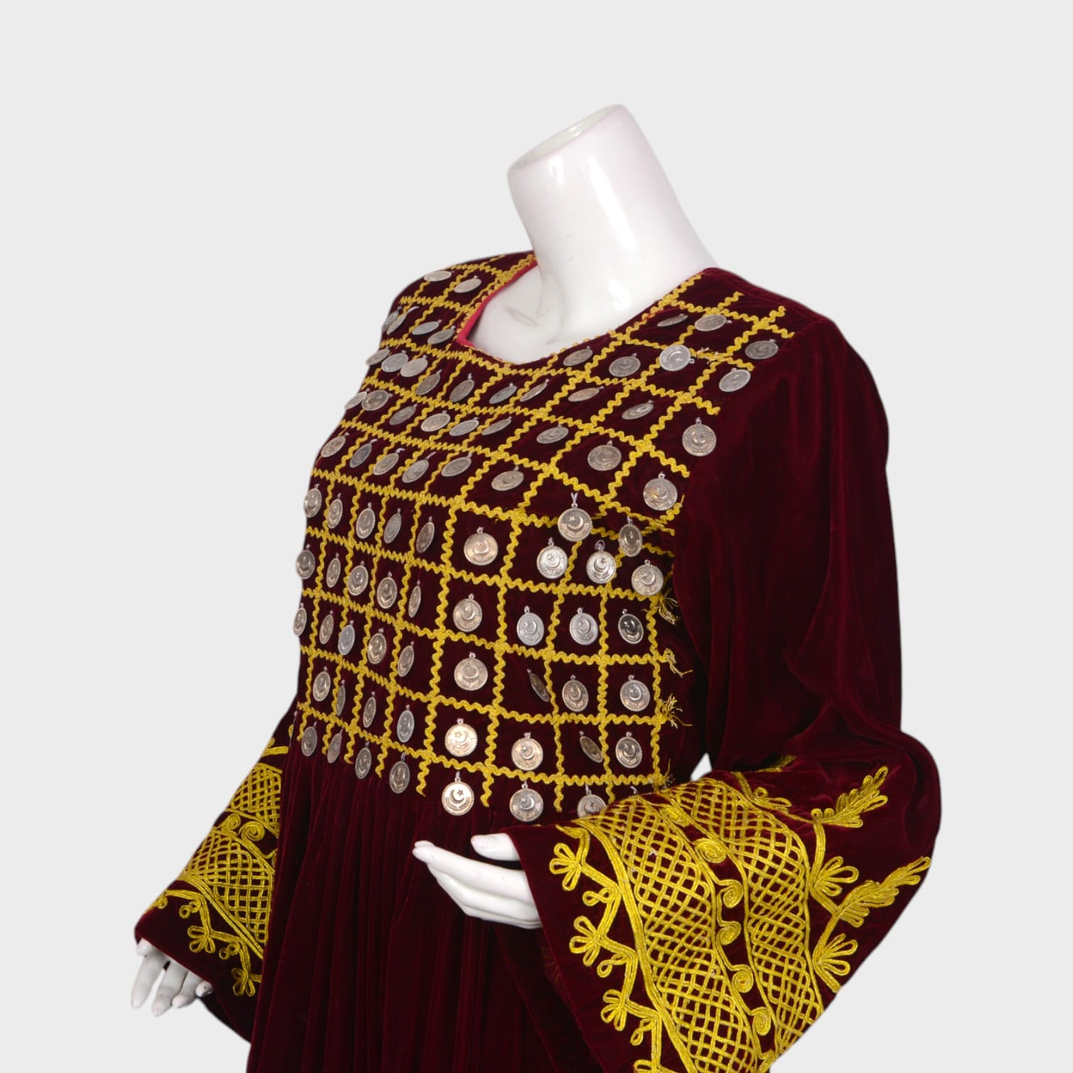 Maroon Royal Afghani Embroidered Dress