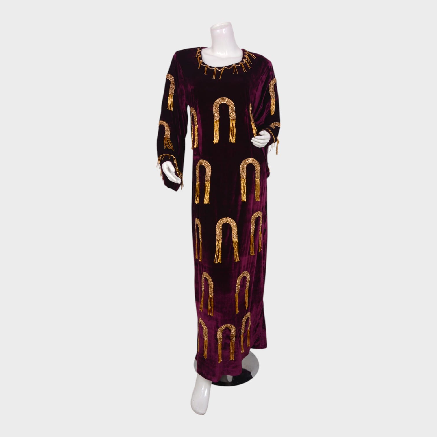 Royal Maroon Velvet Tassel Dress