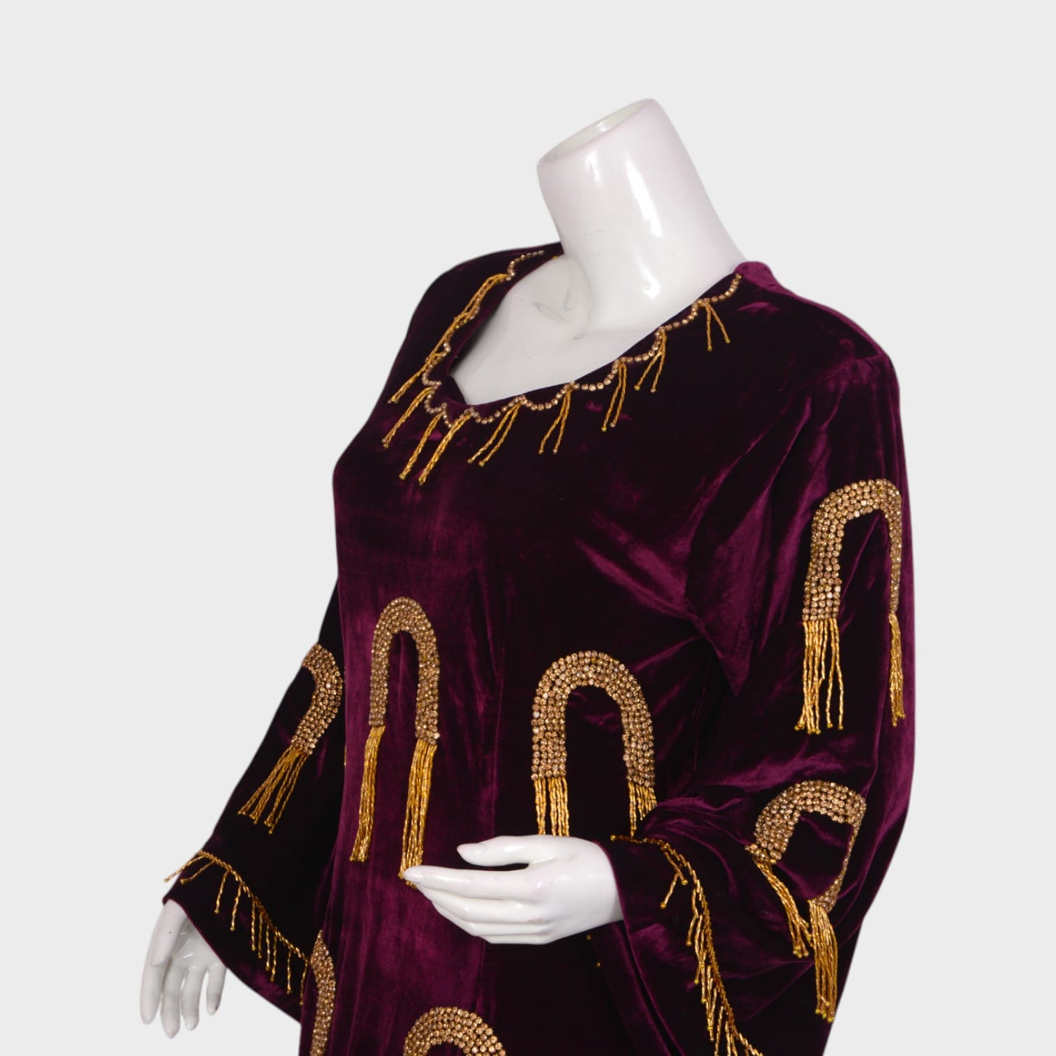 Royal Maroon Velvet Tassel Dress