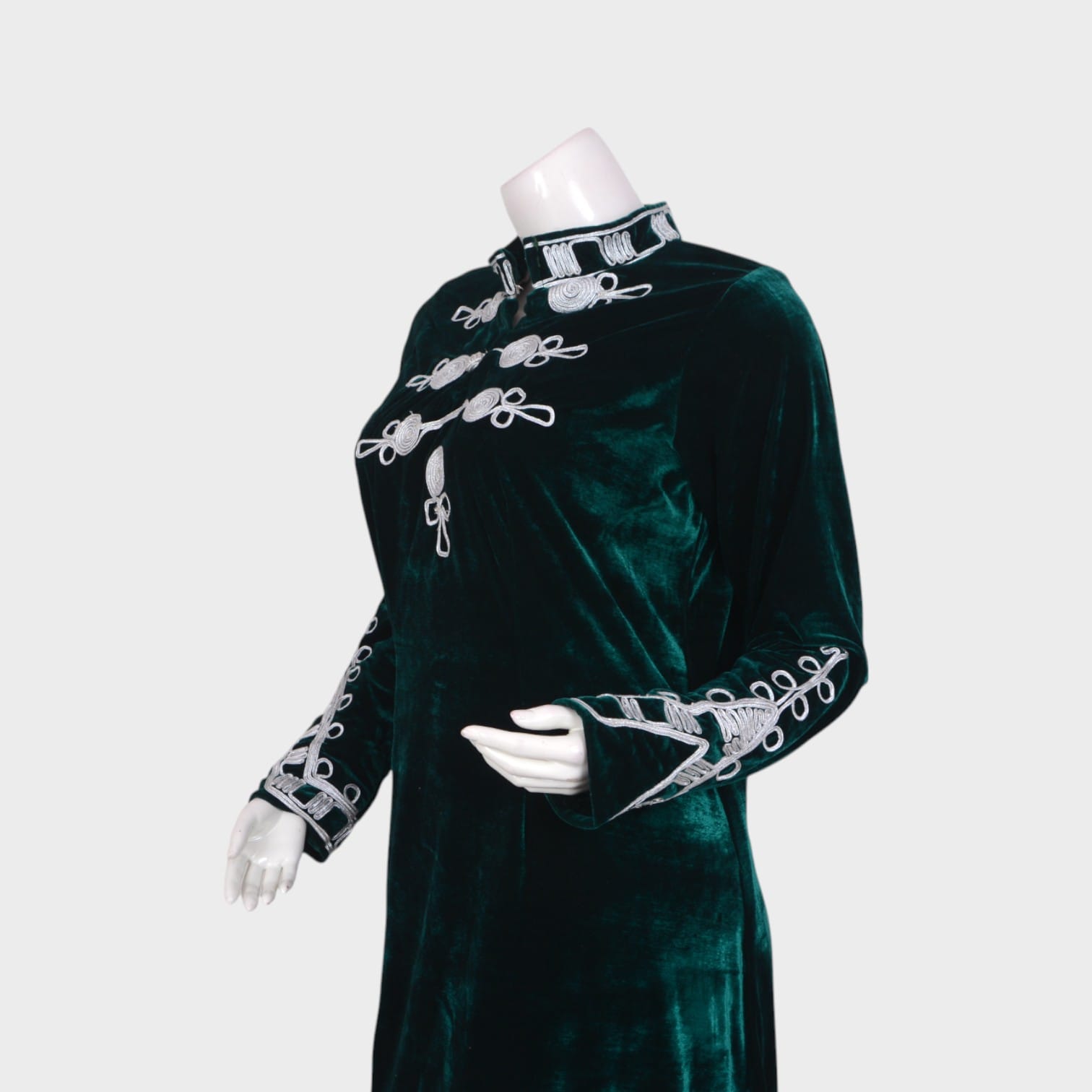 Emerald Echo Velvet Dress