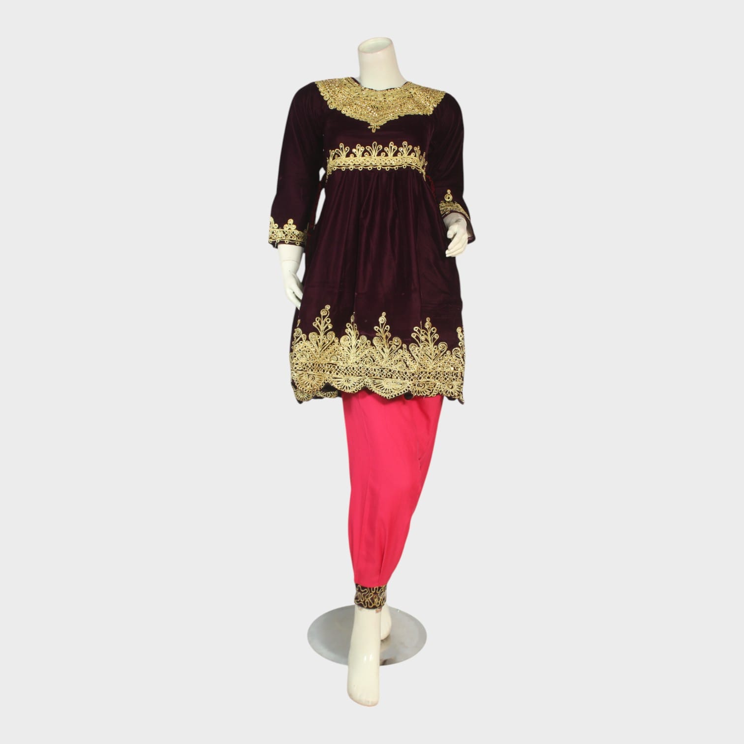 Maroon Majesty Embroidered Set