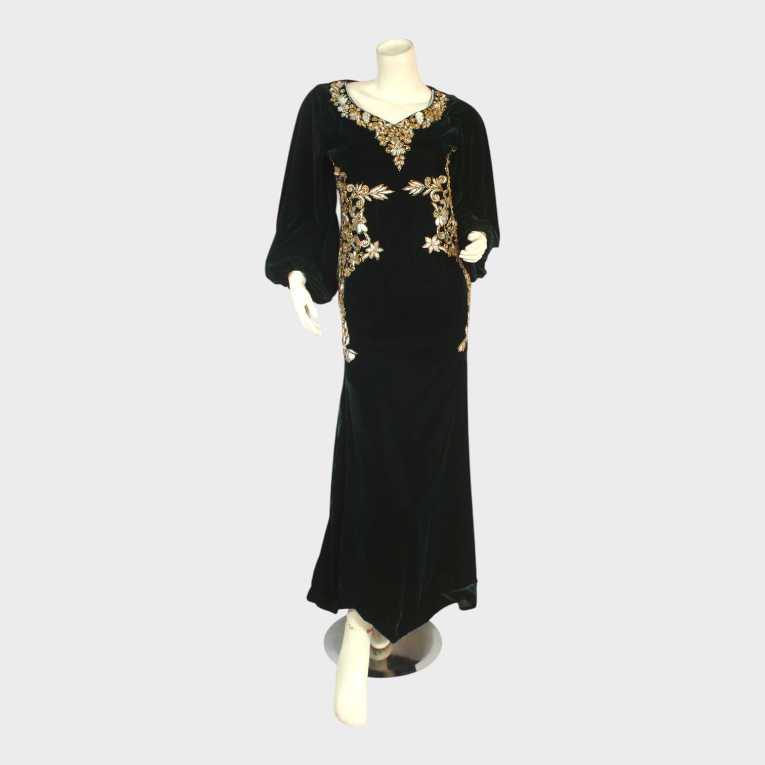 Emerald Grace Embroidered Gown