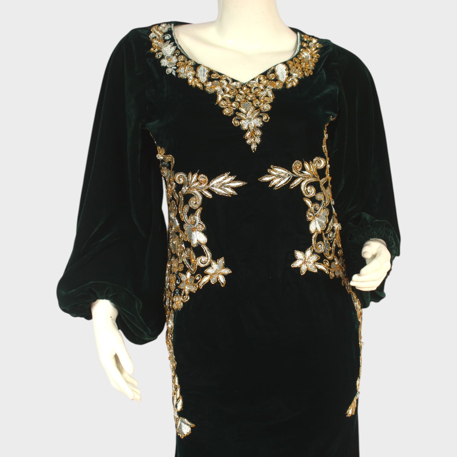 Emerald Grace Embroidered Gown