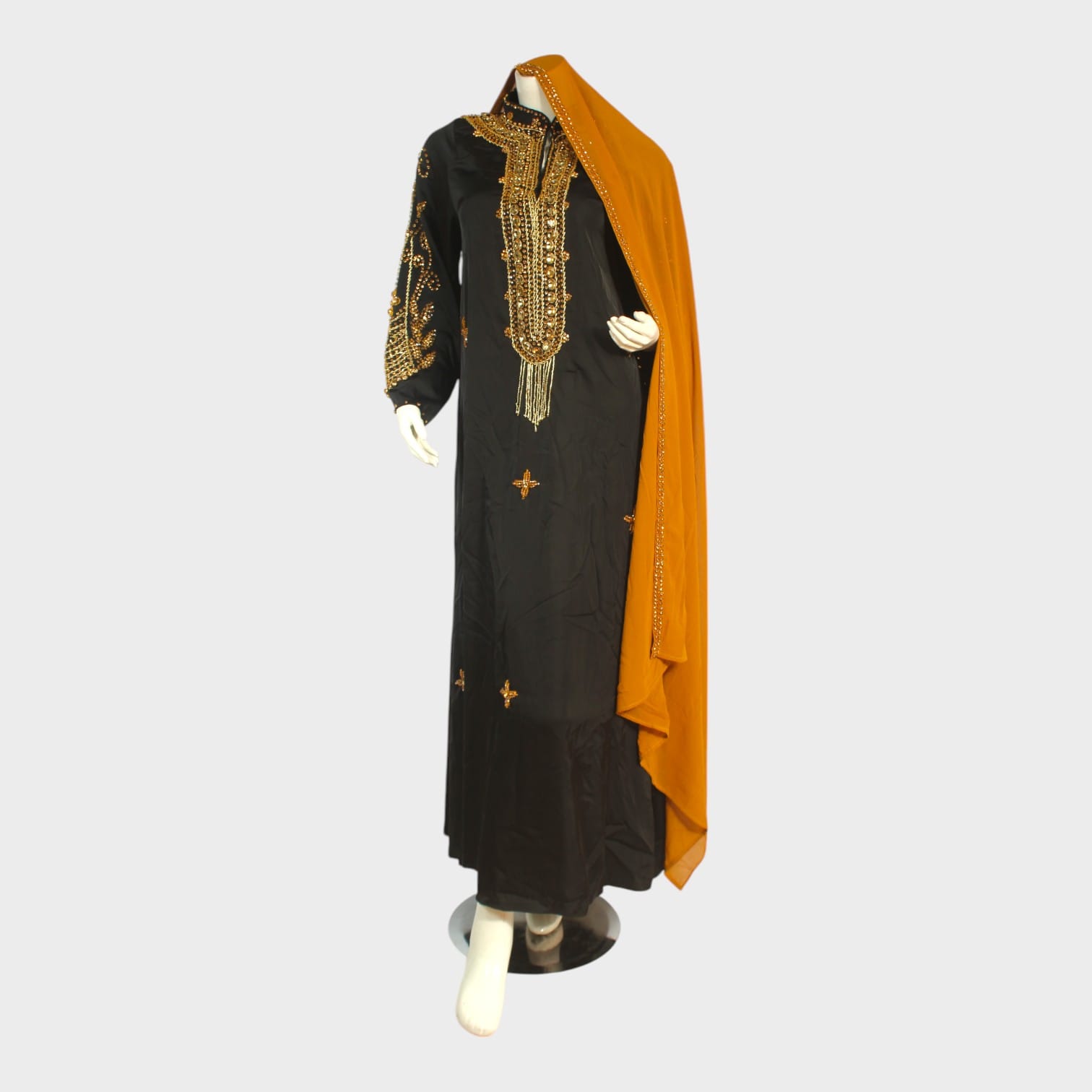 Midnight Gold Embroidered Dress
