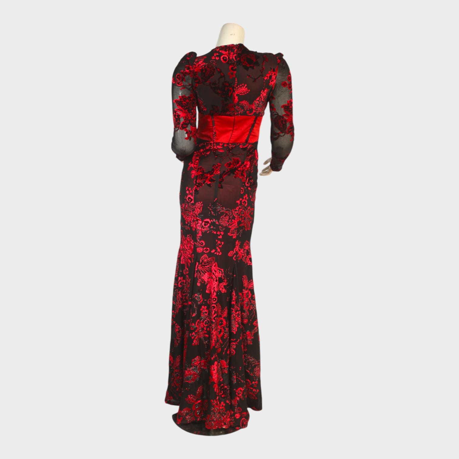Crimson Bloom Corset Gown Dress