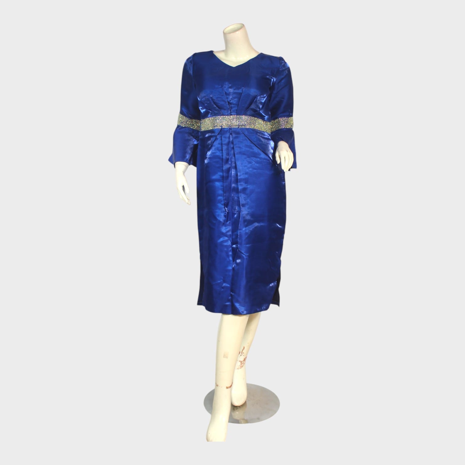 Royal Azure Satin Midi Dress