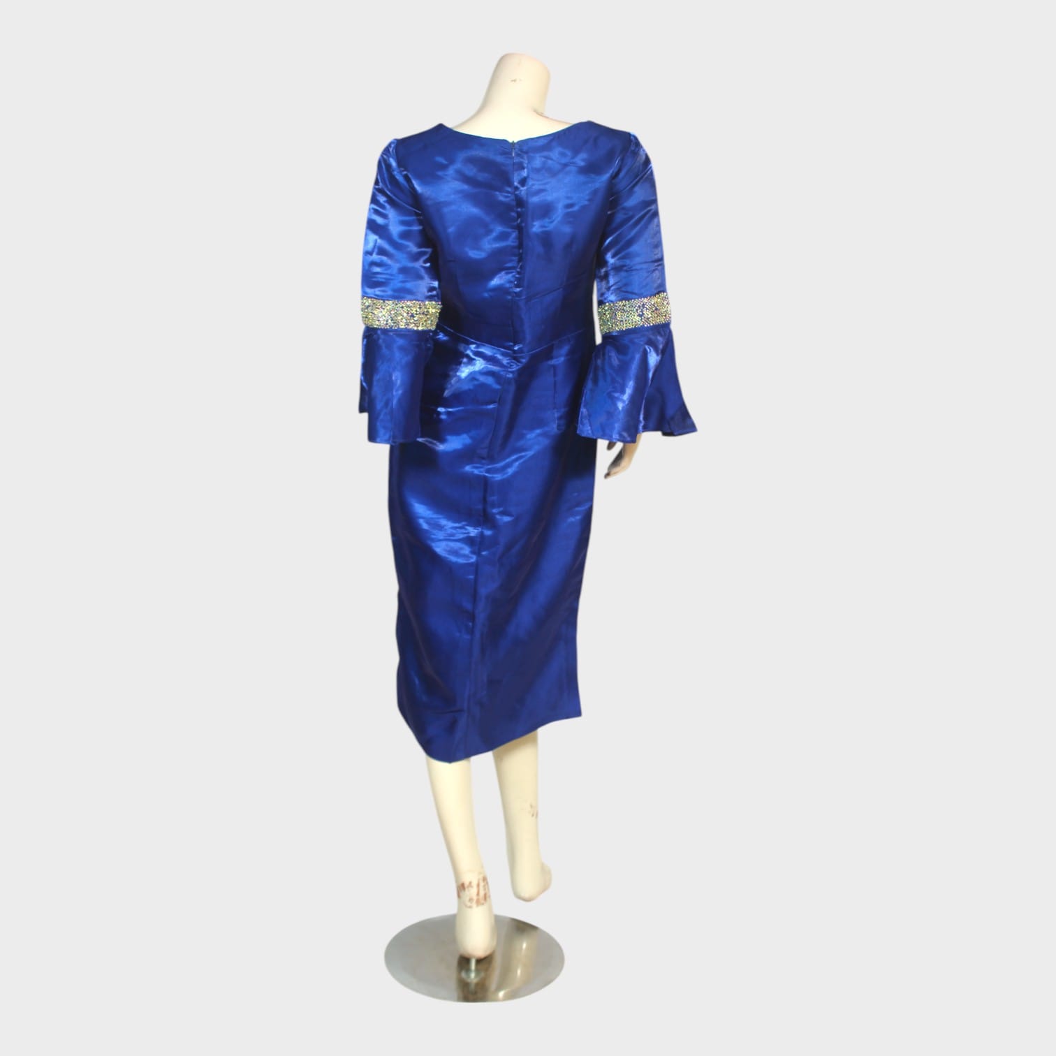 Royal Azure Satin Midi Dress