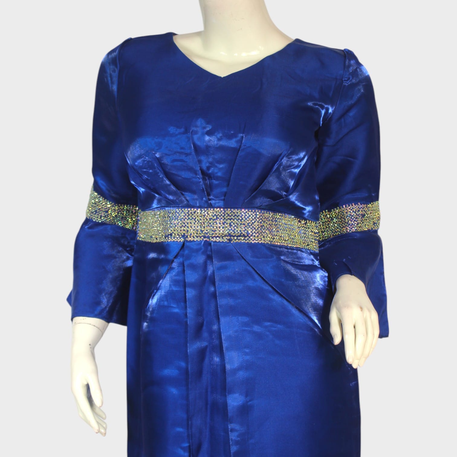 Royal Azure Satin Midi Dress