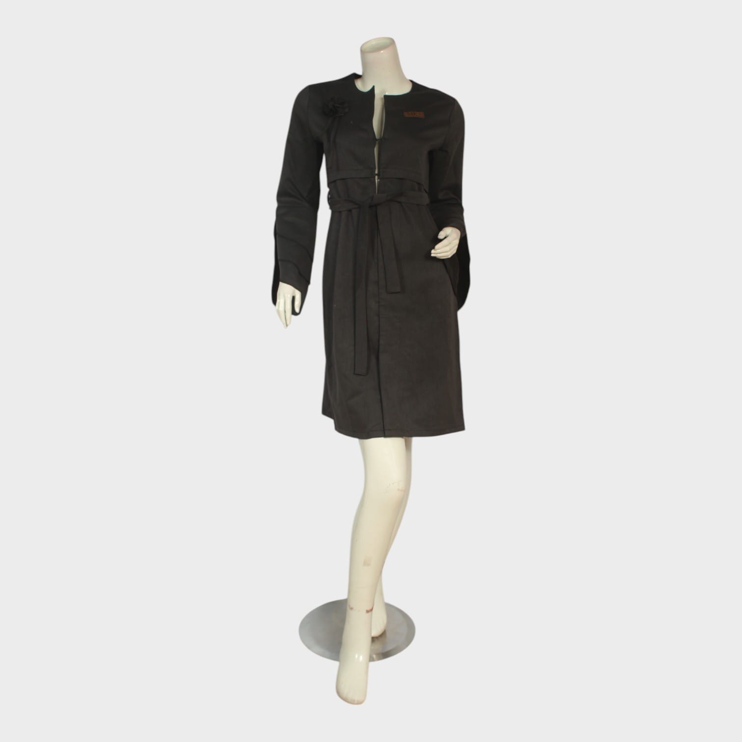 Noir Belted Zip Dress