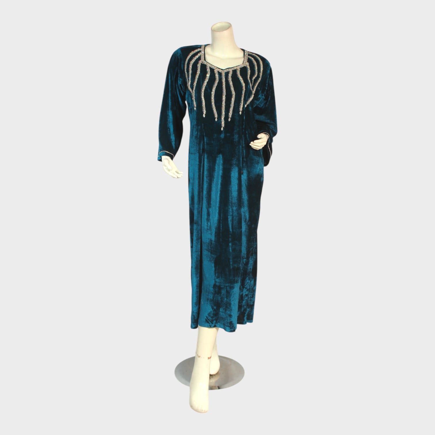 Teal Mirage Velvet Kaftan