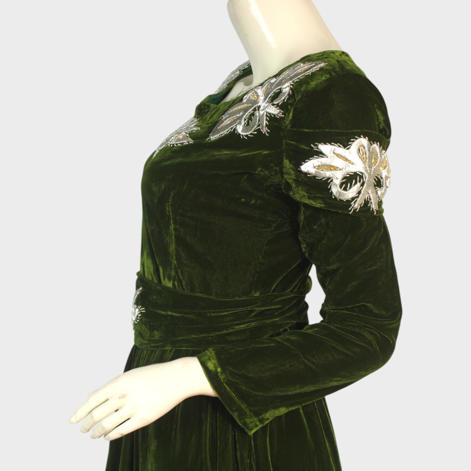 Emerald Bloom Velvet Gown