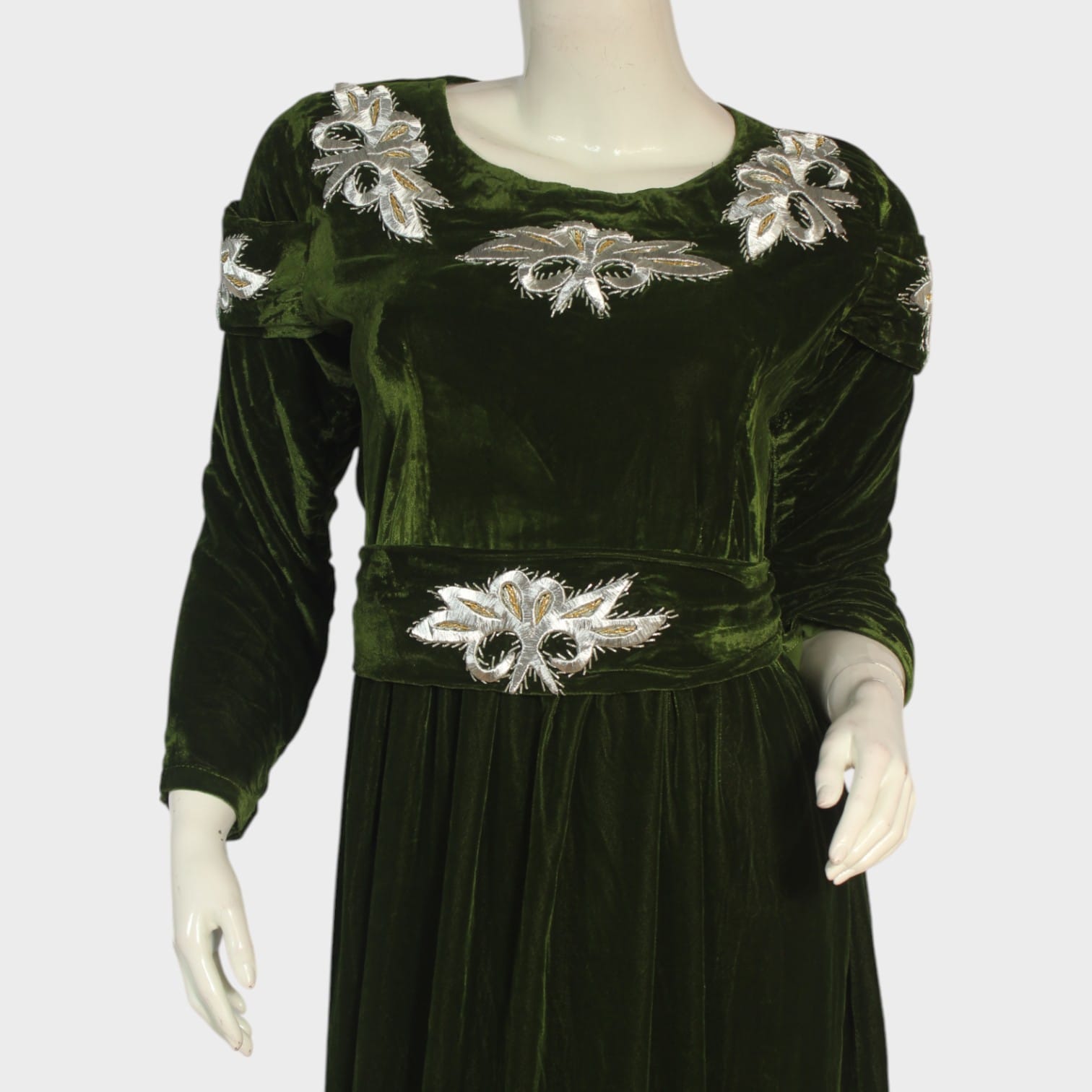 Emerald Bloom Velvet Gown