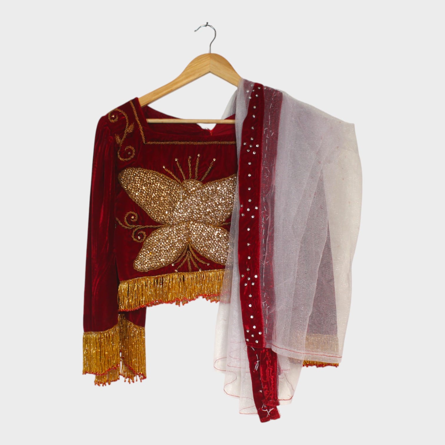 Golden Butterfly Velvet Blouse
