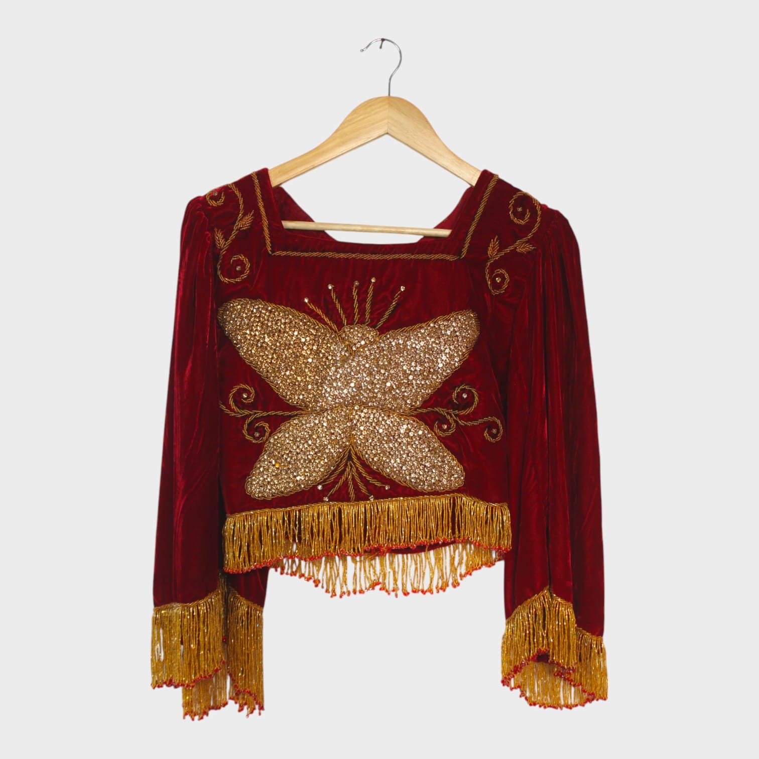 Golden Butterfly Velvet Blouse