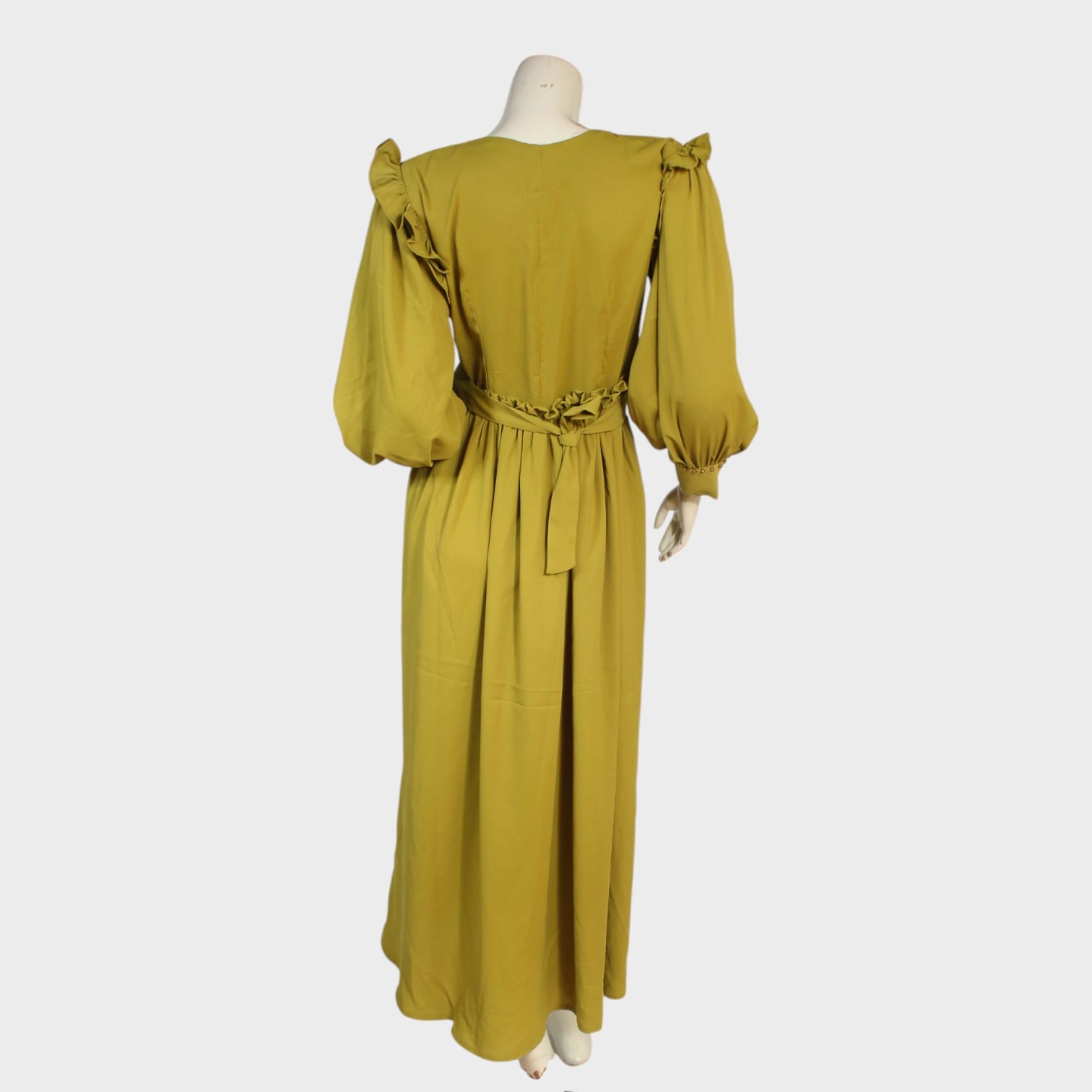 Olive Ruffle Modest Maxi Dress