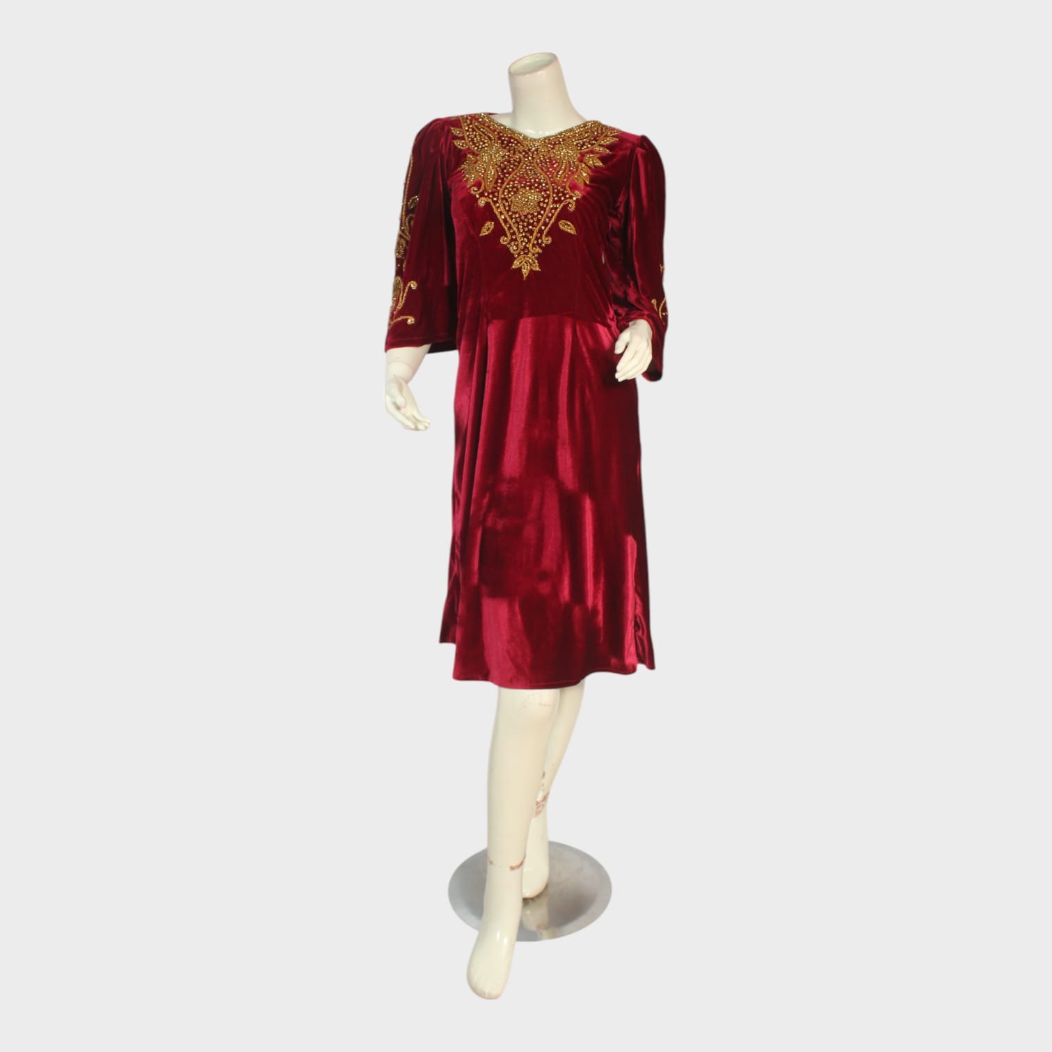 Crimson Majesty Velvet Dress