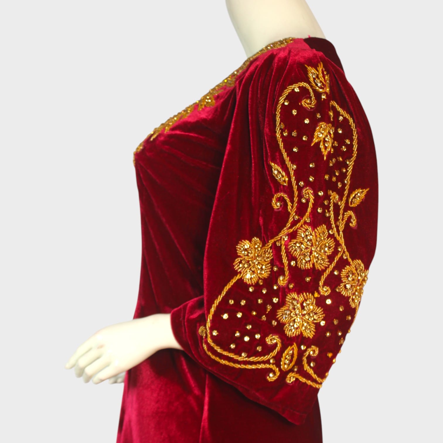 Crimson Majesty Velvet Dress
