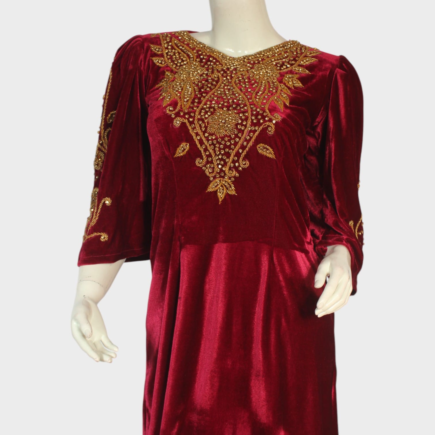 Crimson Majesty Velvet Dress