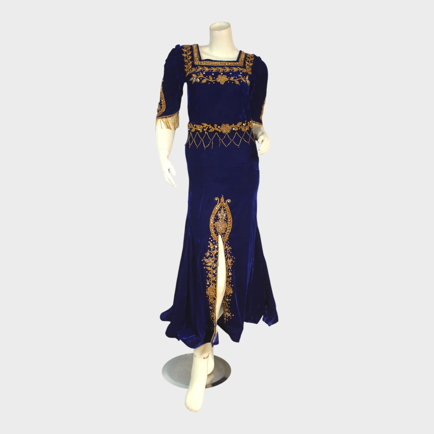 Midnight Royalty Embroidered Velvet Dress