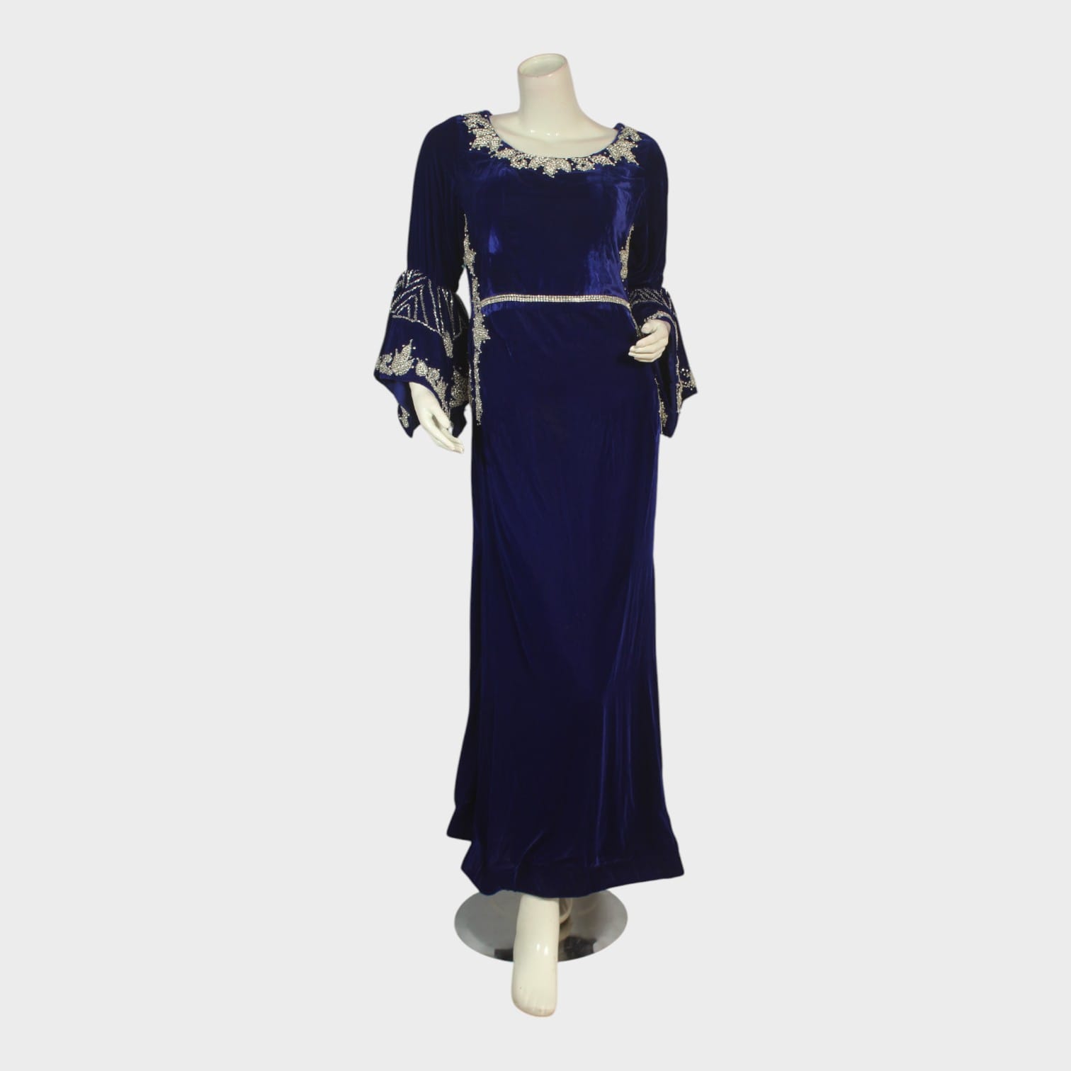 Sapphire Elegance Embroidered Velvet Gown | Aseel Sapphire Elegance Embroidered Velvet Gown | Aseel