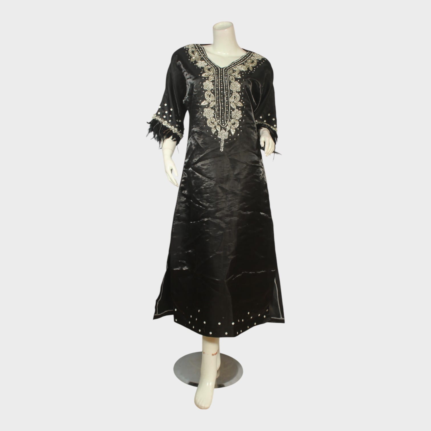 Zarina Noir Embroidered Gown Dress