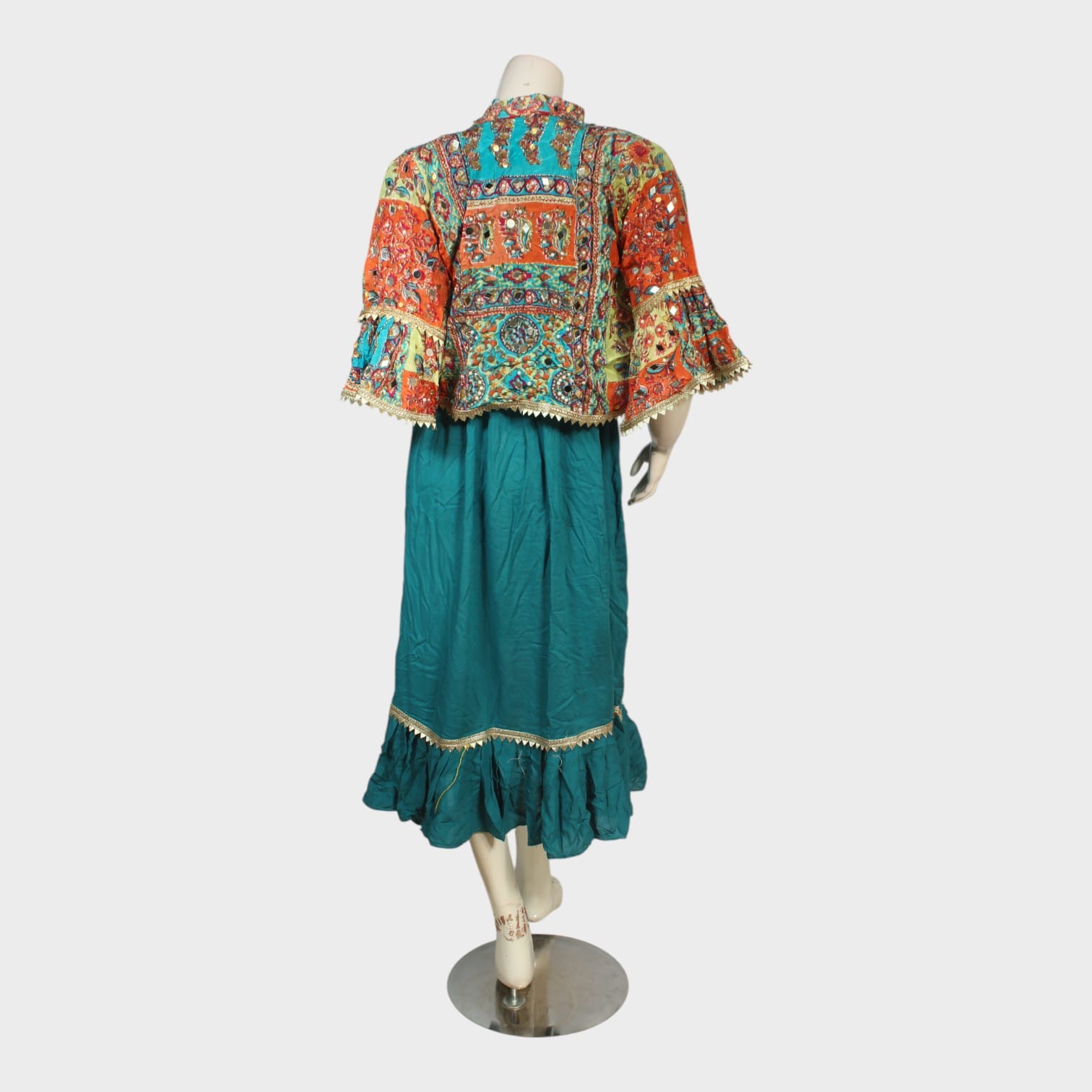 Turquoise Charm Dress with Embroidered Jacket
