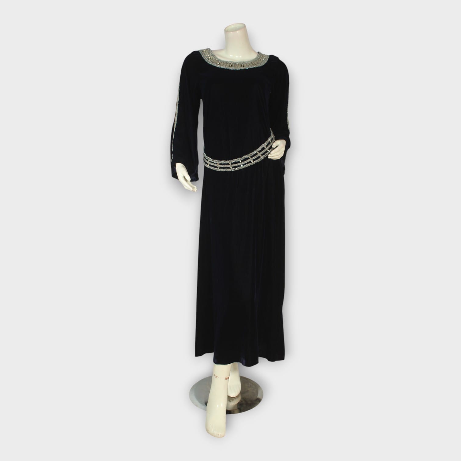 Noir Elegance Embellished Velvet Dress