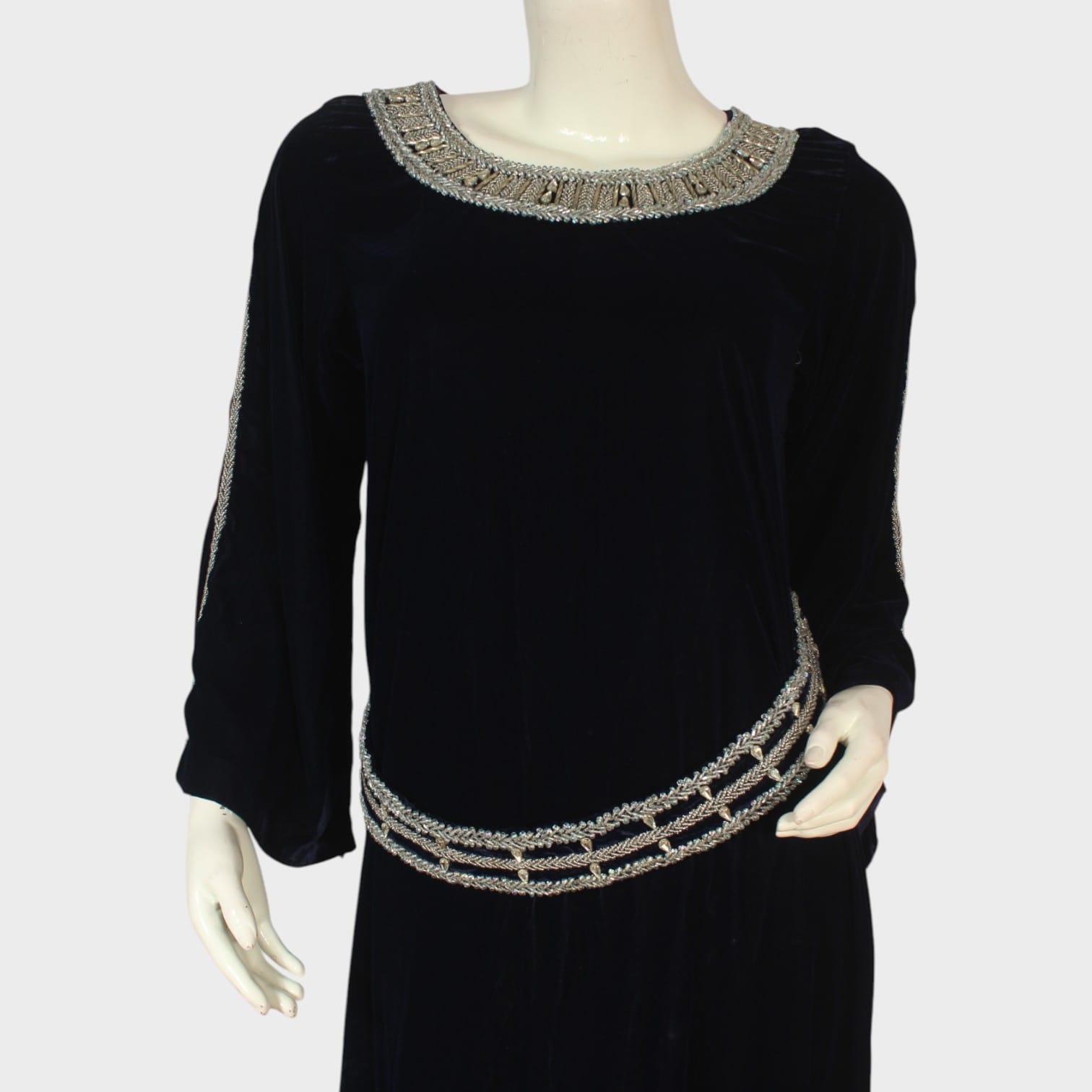 Noir Elegance Embellished Velvet Dress