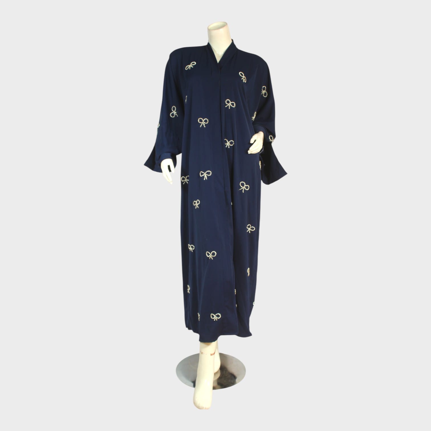 Navy Ribbon Embroidered Abaya