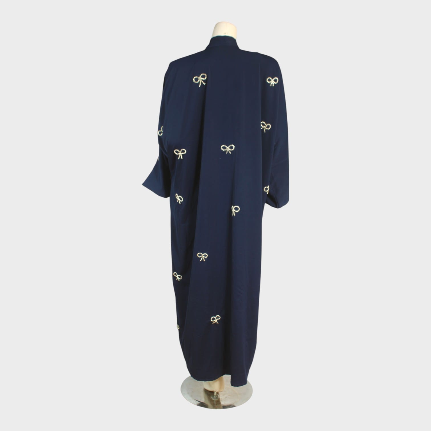 Navy Ribbon Embroidered Abaya