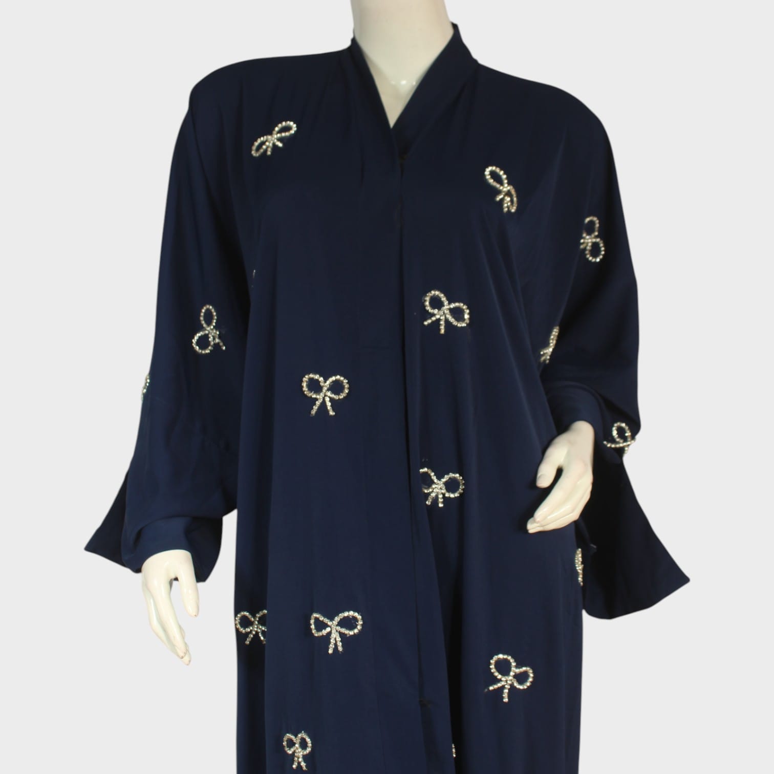 Navy Ribbon Embroidered Abaya