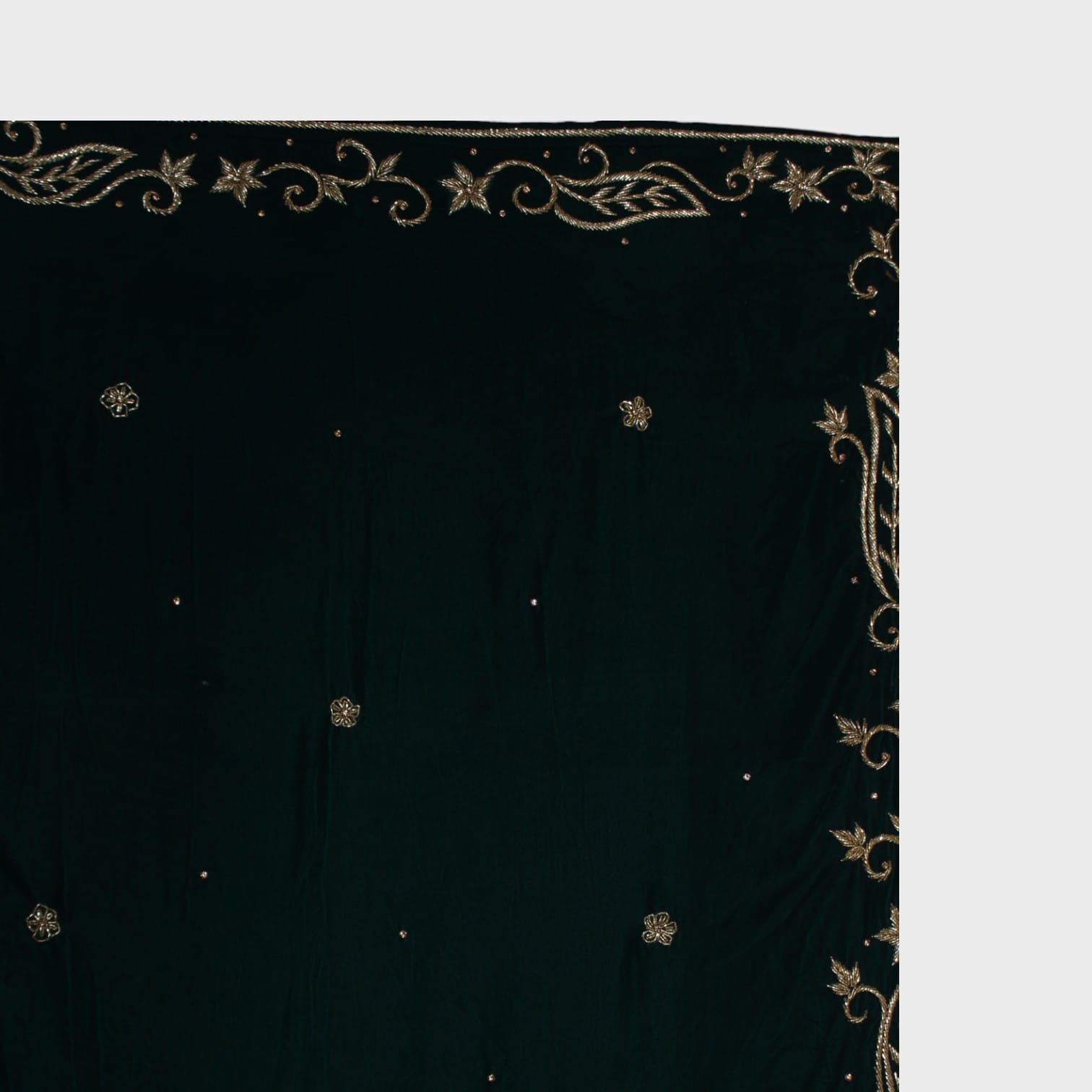 Emerald Gold Embroidered Velvet Shawl