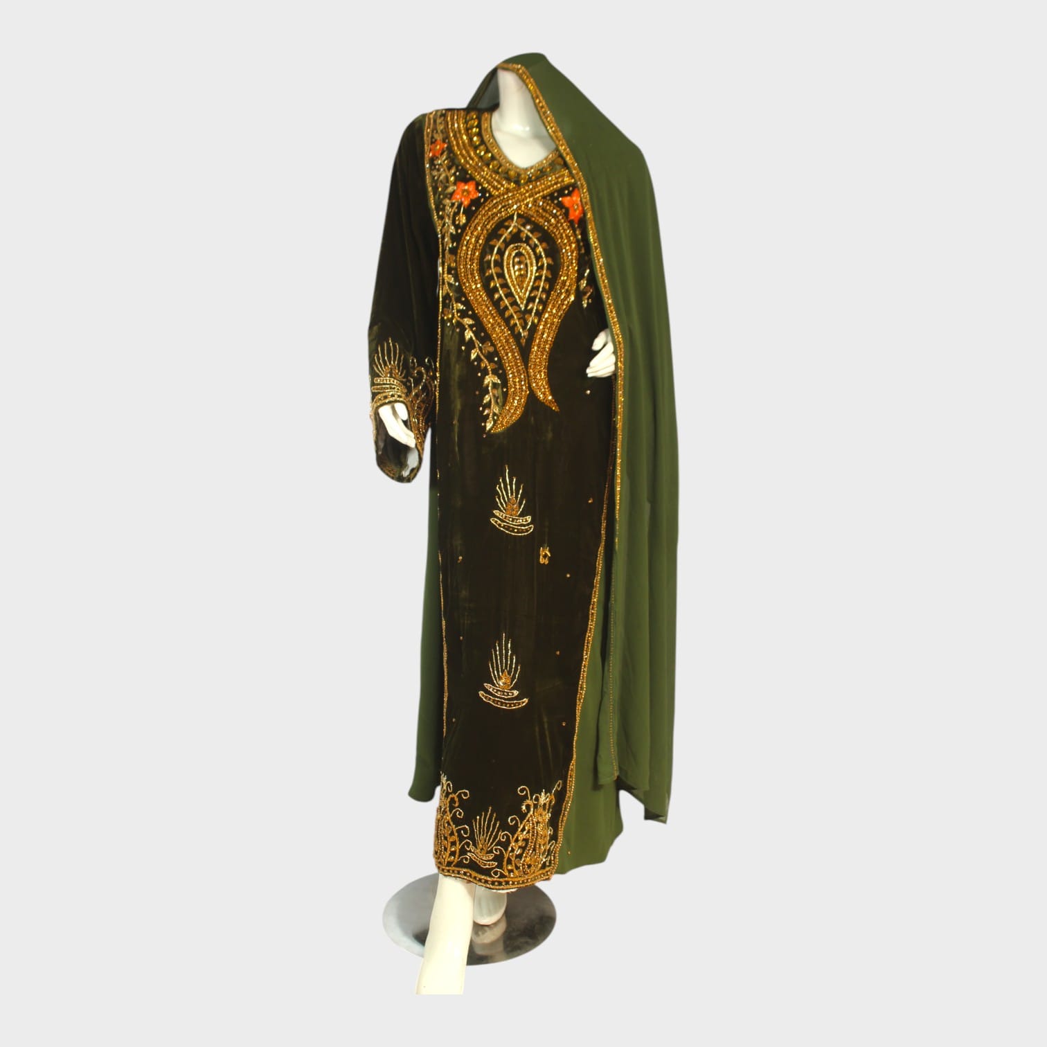 Emerald Ember Traditional Velvet Dress