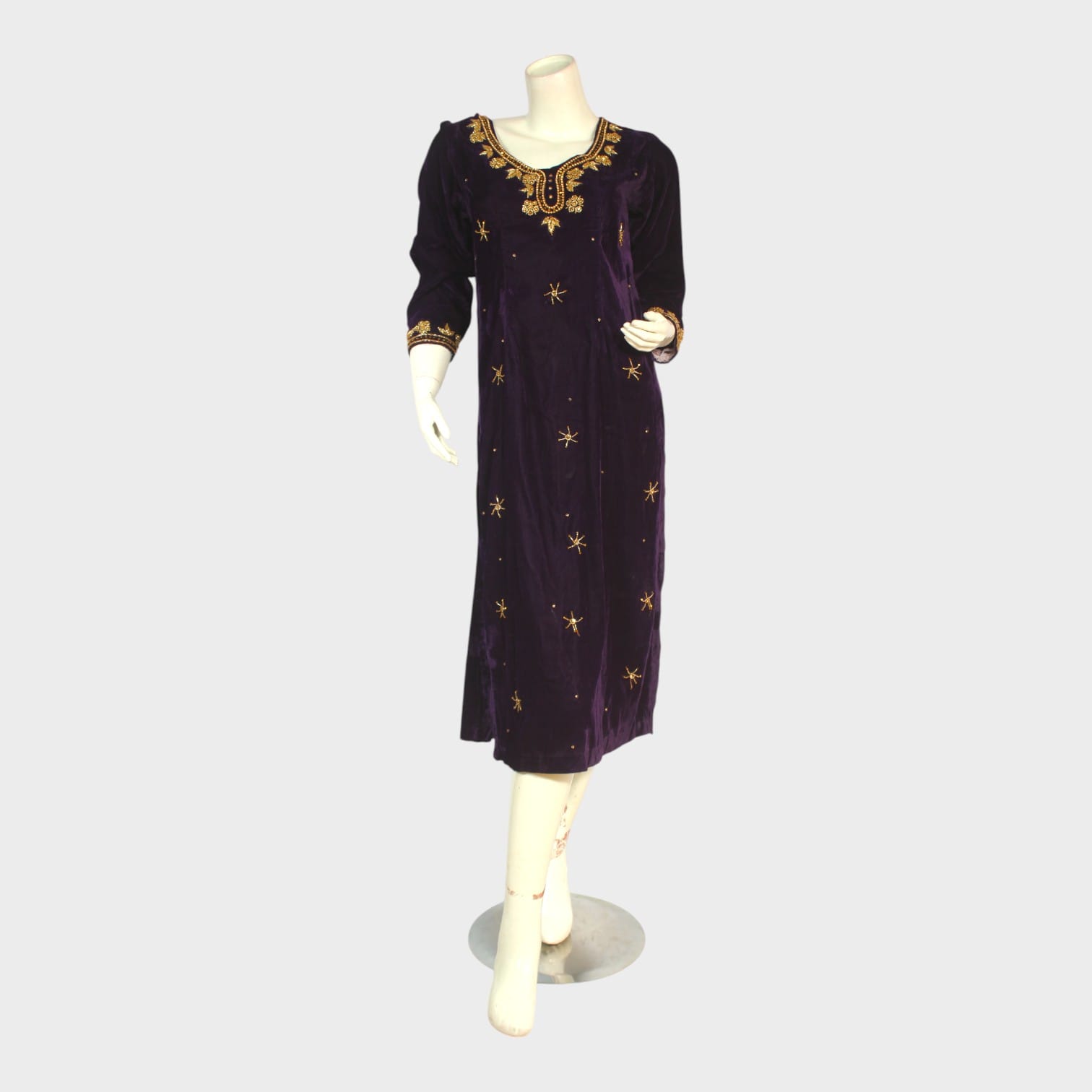 Starlit Plum Velvet Dress
