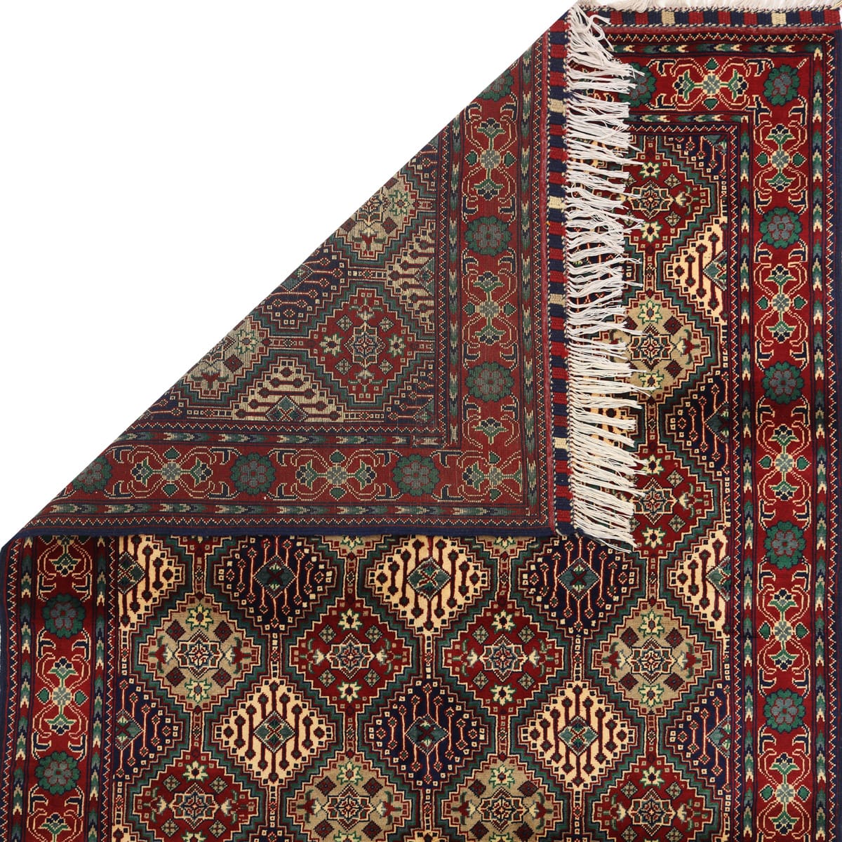 Herat Diamond Grid Wool Rug – 6.6 ft x 4.9 ft
