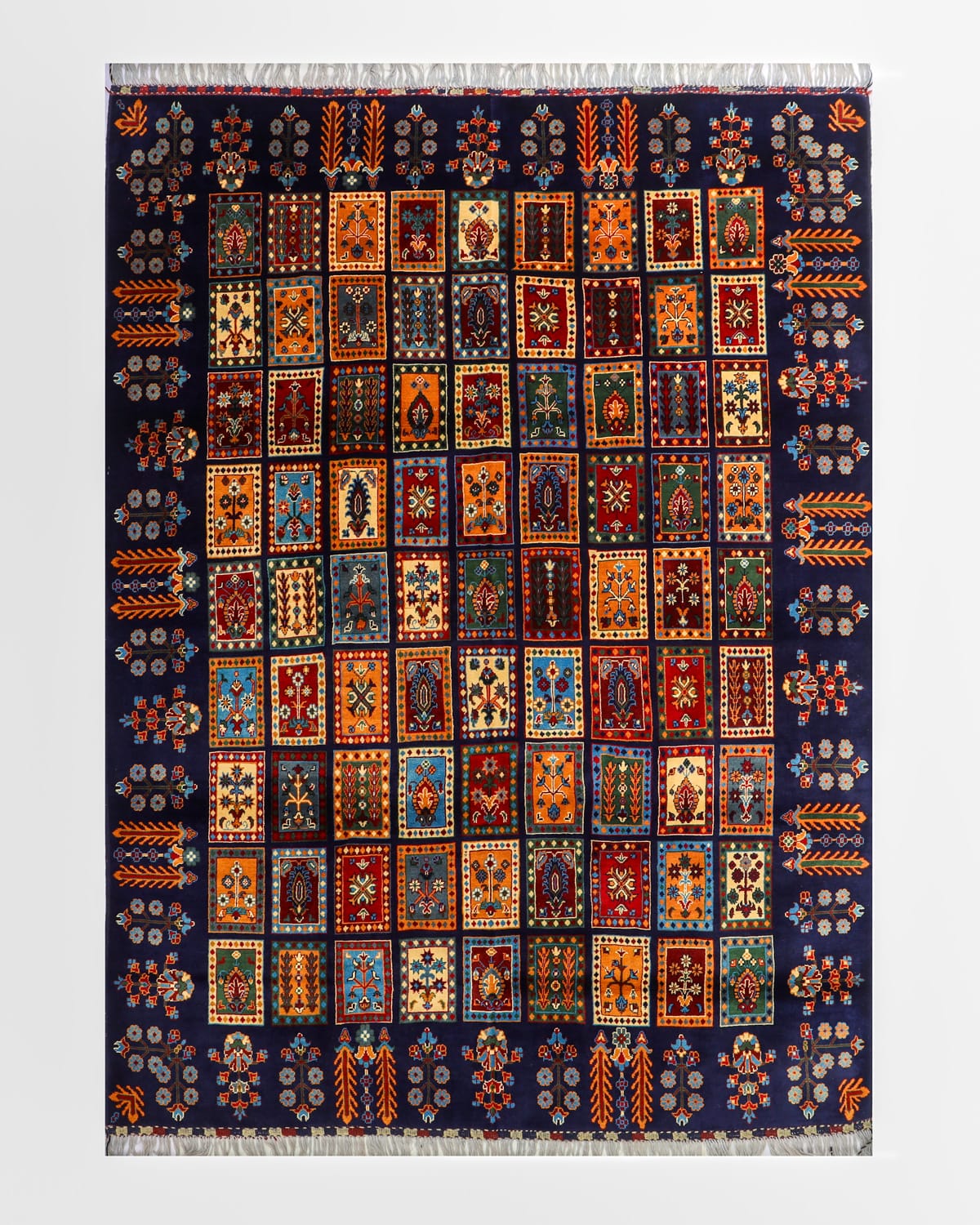 Color Mosaic Afghan Wool Rug – 9.8 ft x 6.6 ft