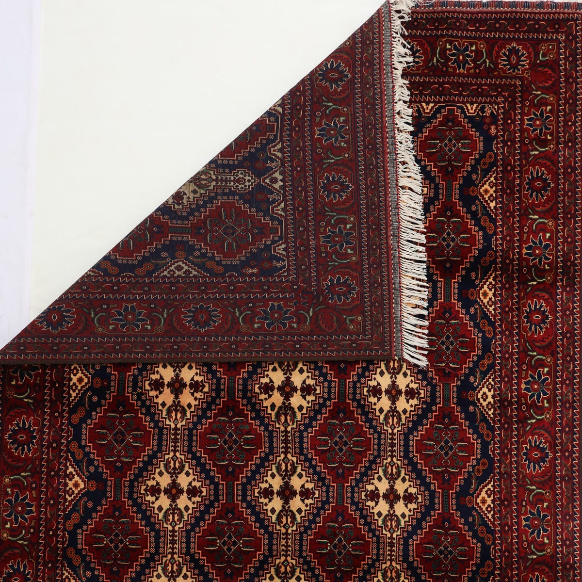 Royal Afghan Red Geometric Wool Rug – 16.4 ft x 6.6 ft