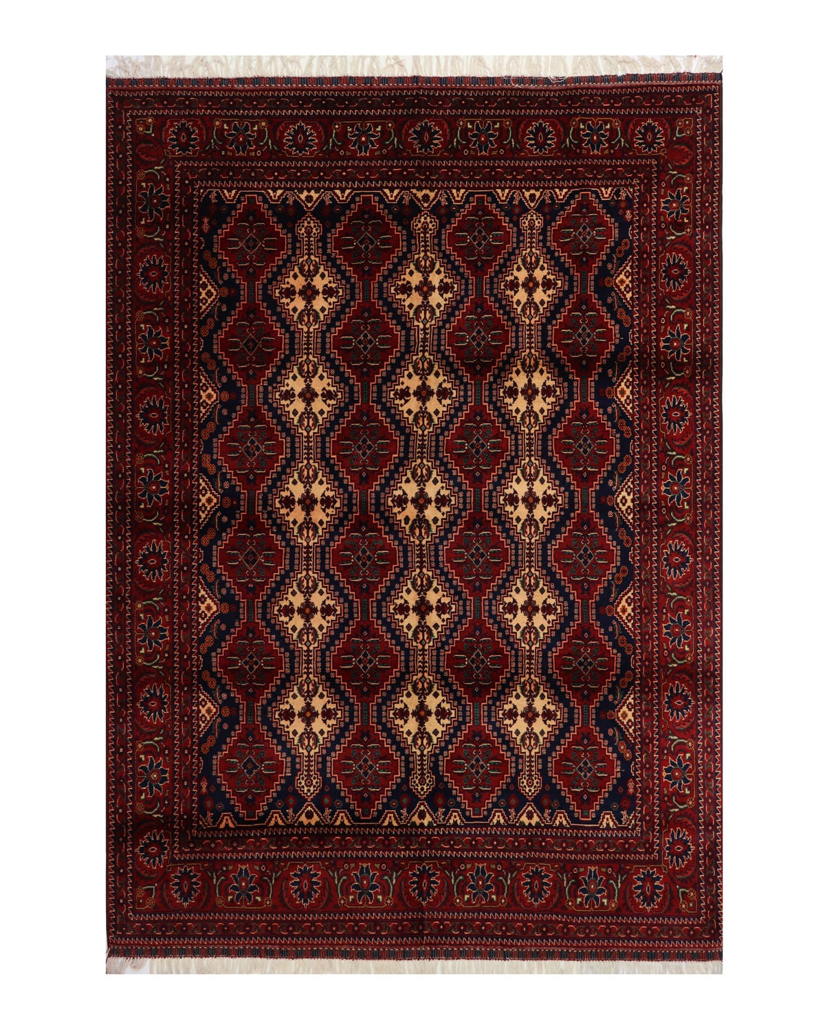 Royal Afghan Red Geometric Wool Rug – 16.4 ft x 6.6 ft