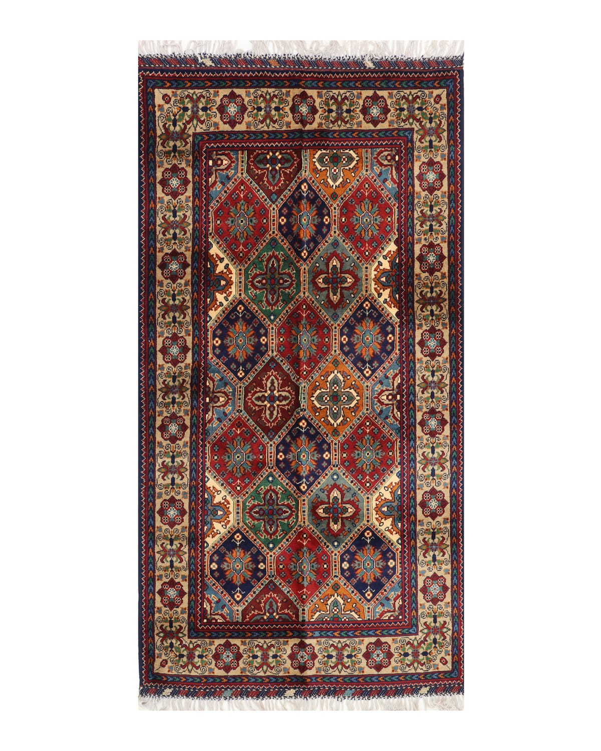 Multicolor Afghan Medallion Wool Rug – 6.6 ft x 3.3 ft