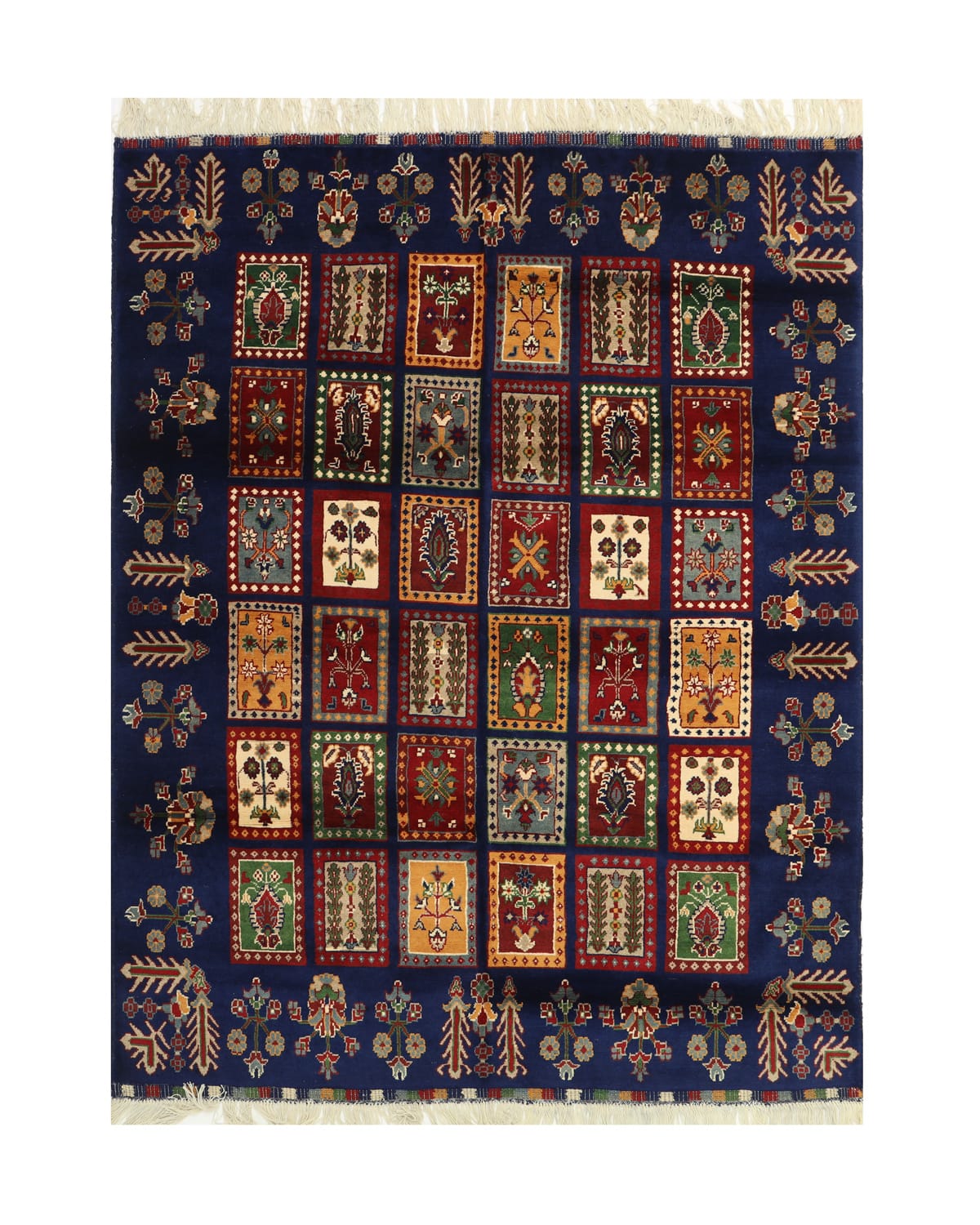 Afghan Patchwork Garden Wool Rug – 6.6 ft x 5 ft