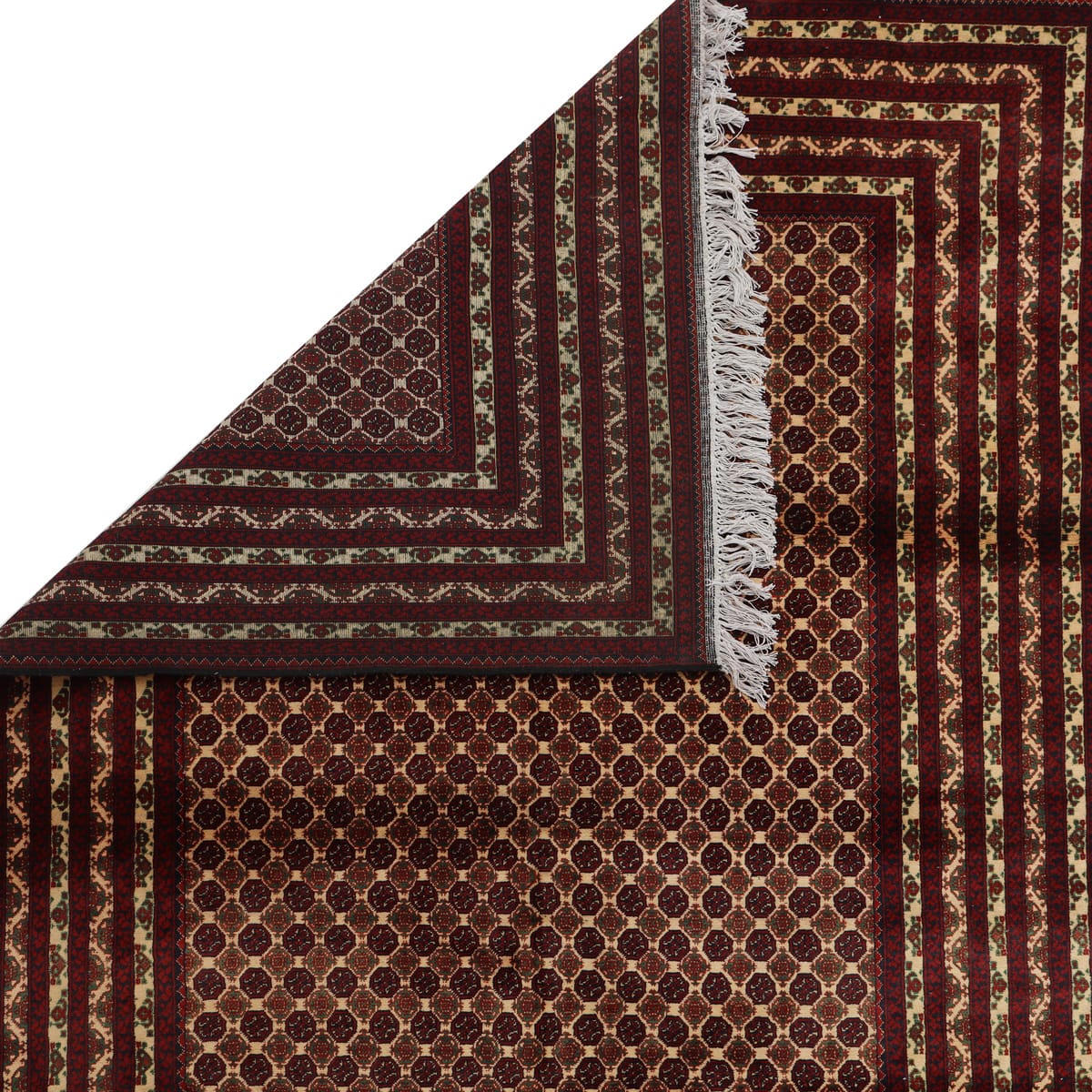 Geometric Bokhara Brown Wool Rug – 9.8 ft x 6.6 ft