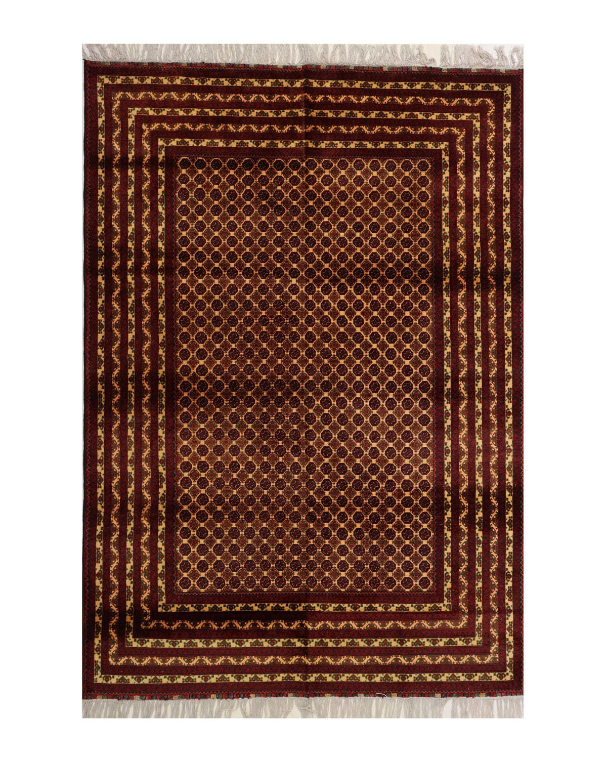 Geometric Bokhara Brown Wool Rug – 9.8 ft x 6.6 ft