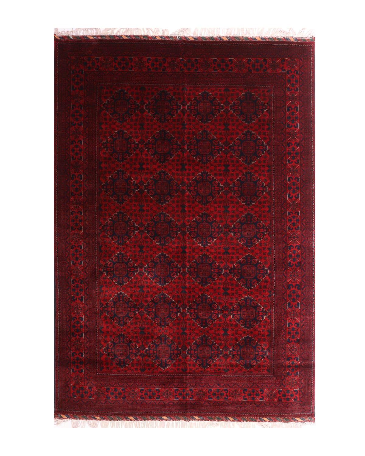 Classic Red Turkoman Afghan Rug – 9.8 ft x 6.6 ft