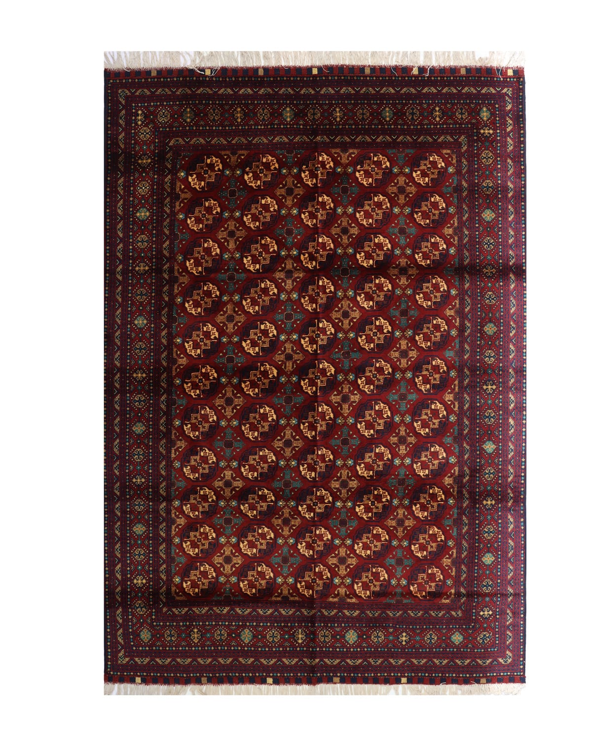 Deep Burgundy Elephant Foot Afghan Rug – 9.8 ft x 6.6 ft