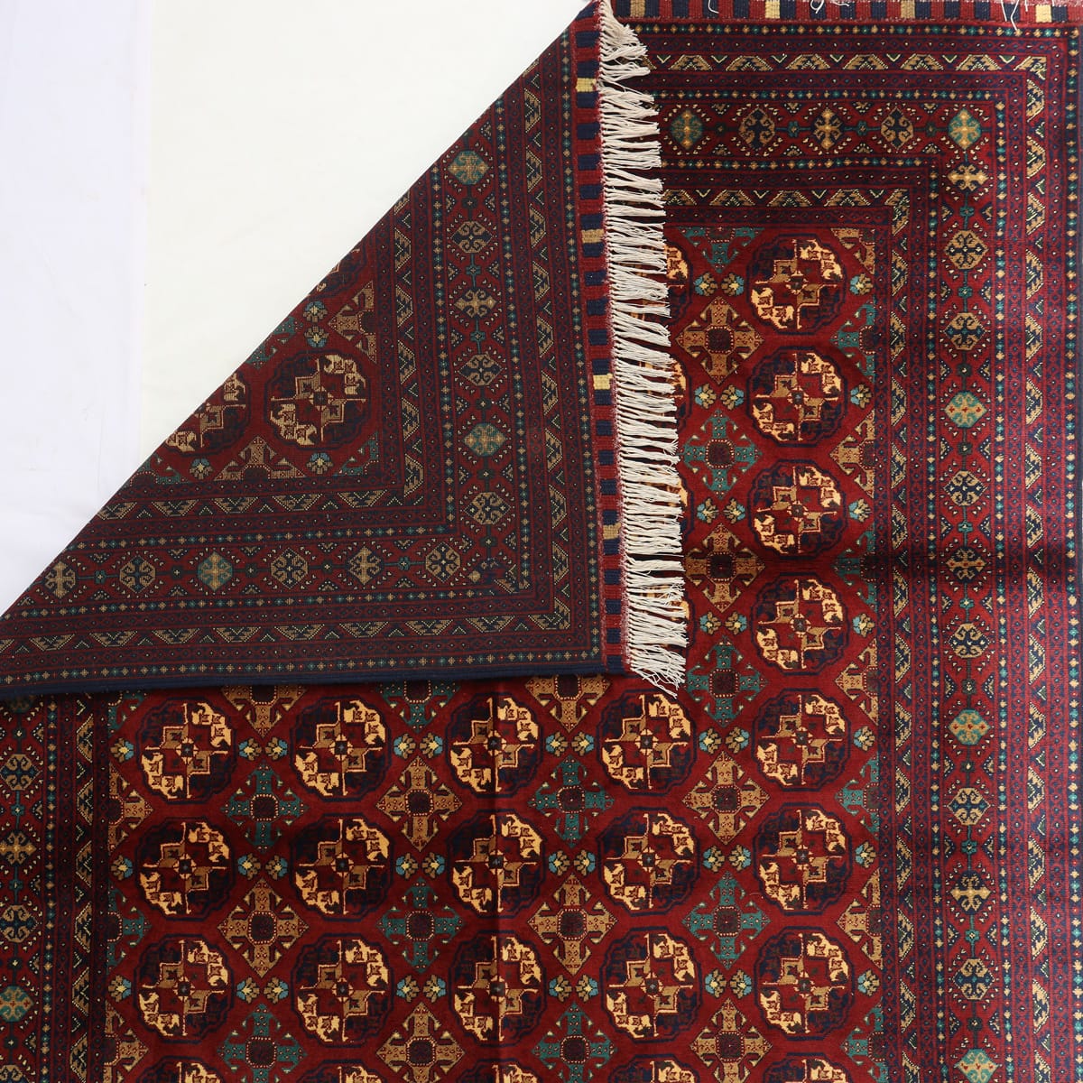 Deep Burgundy Elephant Foot Afghan Rug – 9.8 ft x 6.6 ft