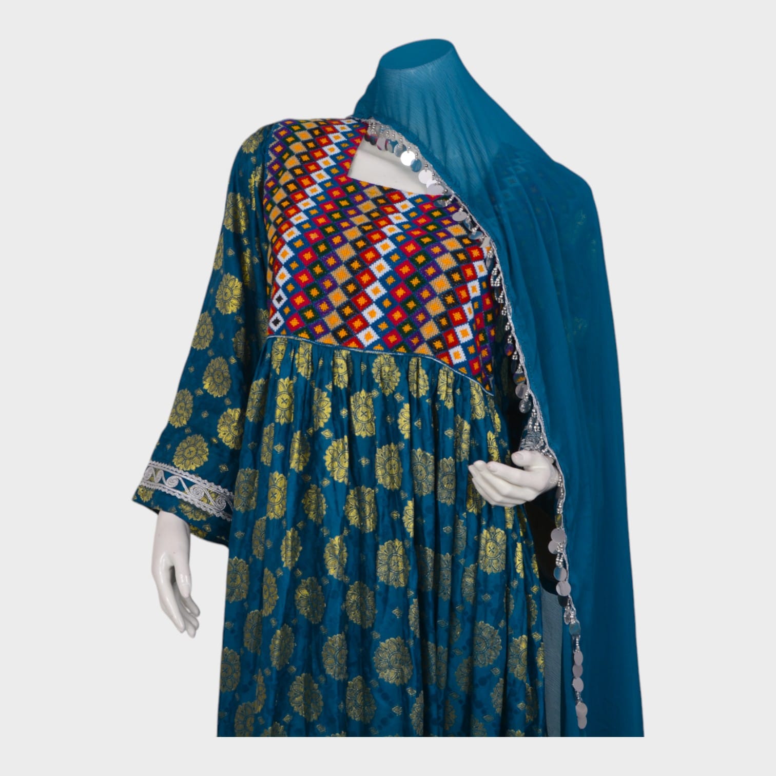 Teal Royal Afghani Dress Set