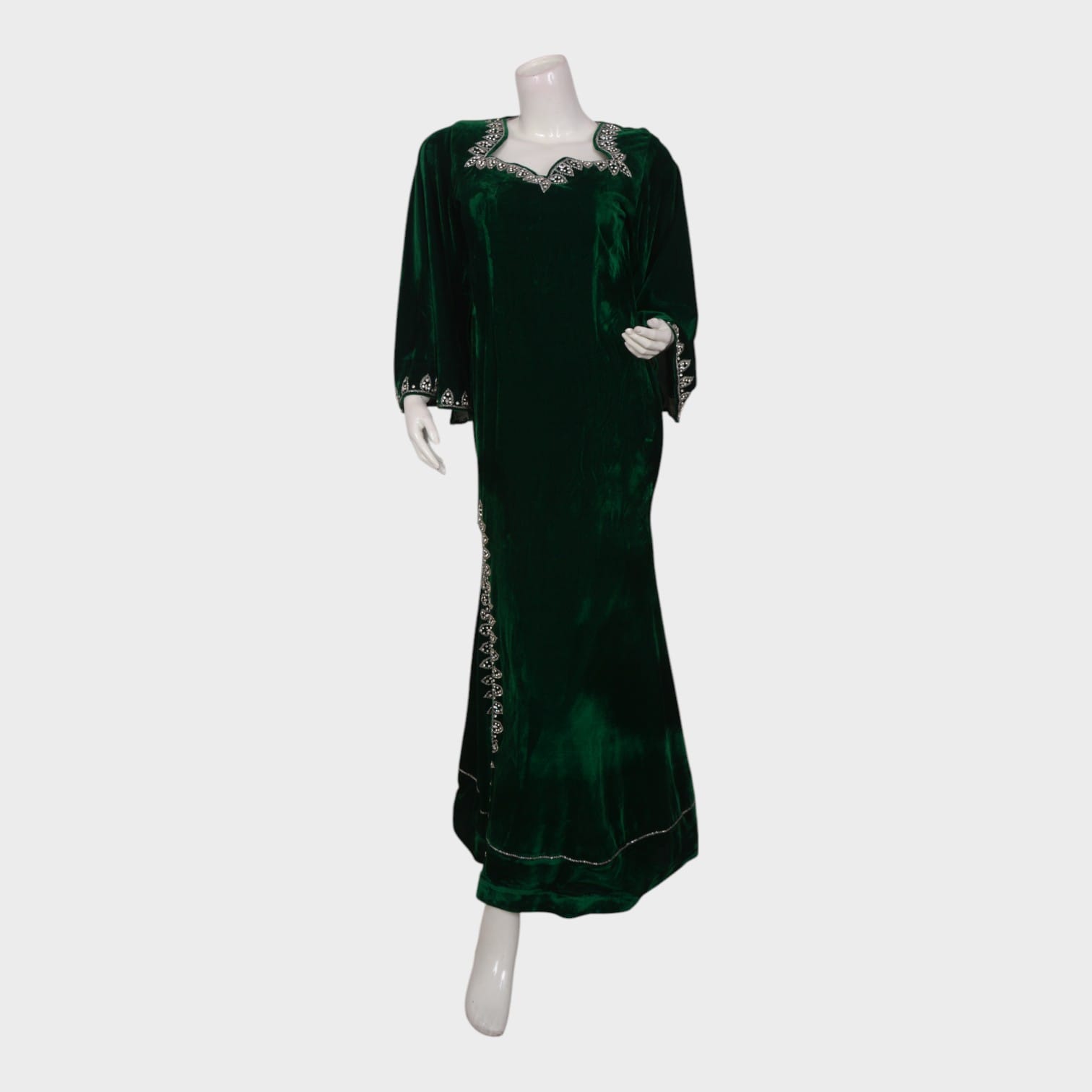 Emerald Elegance Velvet Gown