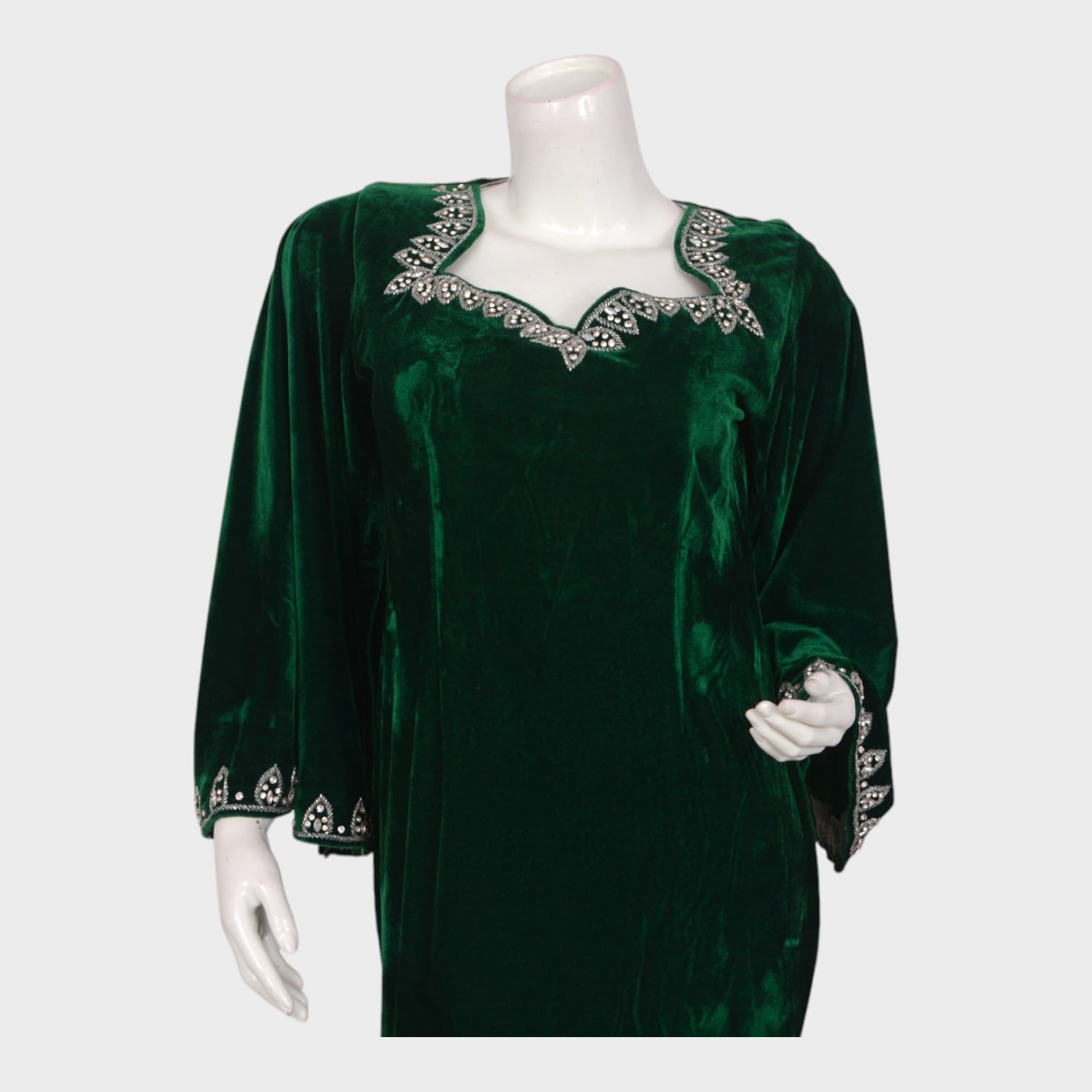 Emerald Elegance Velvet Gown
