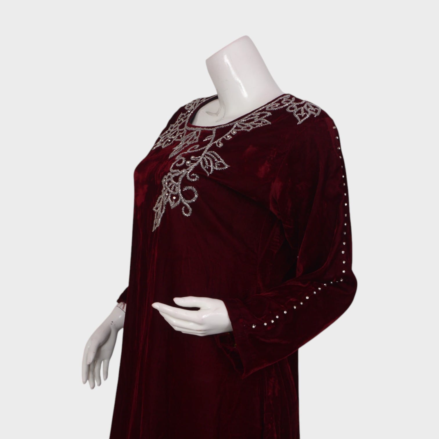 Burgundy Bloom Velvet Dress