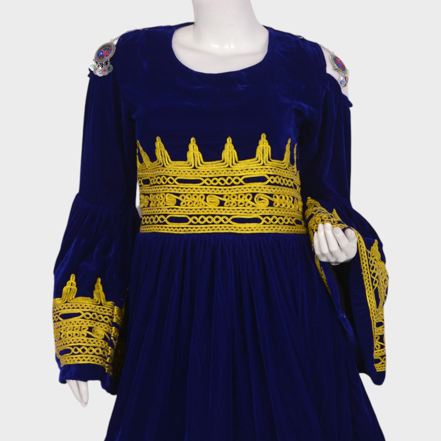 Royal Blue & Gold Pashtun Dress